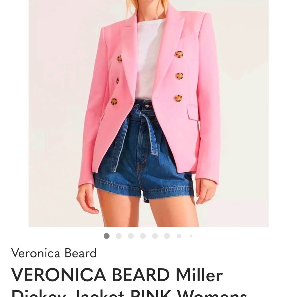 Veronica Beard Pink Double-Breasted Blazer with Gold Buttons